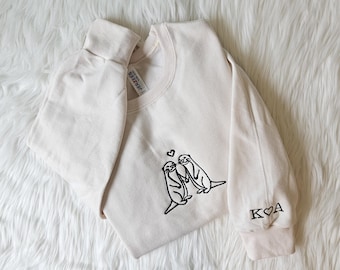 Otter Love Embroidered Sweatshirt, Anniversary Shirt, Valentine Shirt