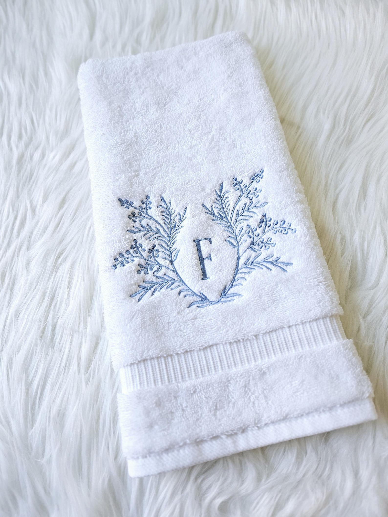 Embroidered bath hand towel, monogrammed hand towel, Beach Bath Decor, bathroom decor