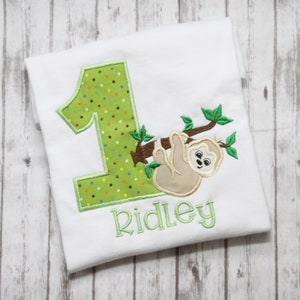 Sloth Birthday shirt, Embroidered Sloth t-shirt, Sloth Birthday Outfit
