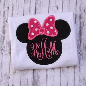 Monogrammed Minnie Shirt, Minnie Mouse Shirt, Girls Disney Shirt, Embroidered Minnie T-shirt