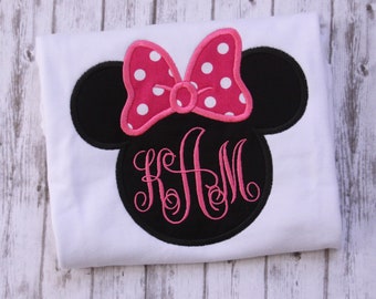 Monogrammed Minnie Shirt, Minnie Mouse Shirt, Girls Disney Shirt, Embroidered Minnie T-shirt