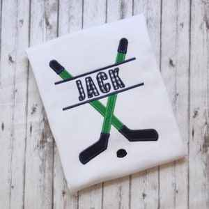 Hockey Themed Shirt, Embroidered Hockey Shirt, Boys Sports Shirt
