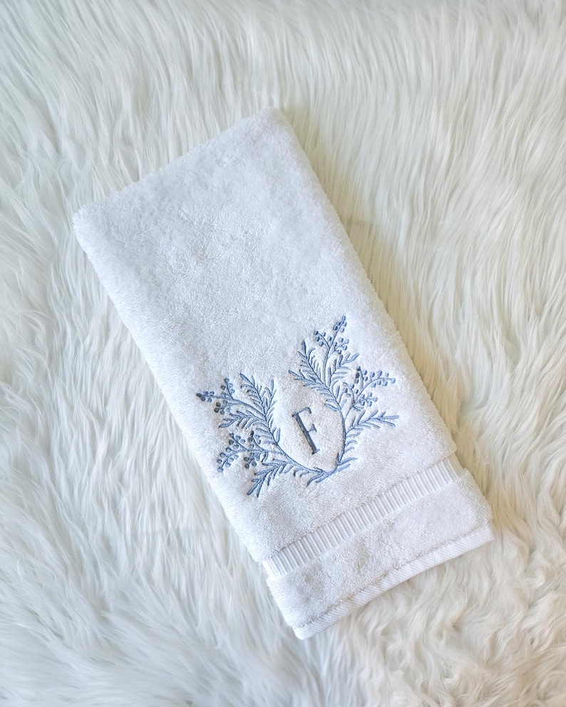 Embroidered bath hand towel, monogrammed hand towel, Beach Bath Decor, bathroom decor