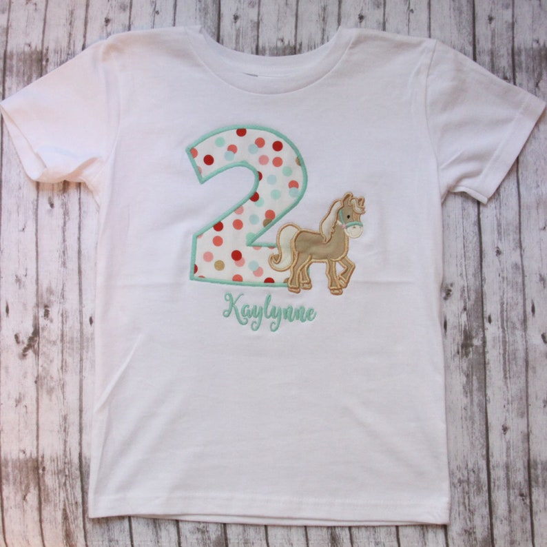 Embroidered Horse Birthday Shirt Girls Birthday Tshirt Etsy