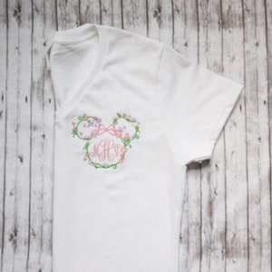 Embroidered Minnie Shirt, Women's Disney Shirt,  Monogrammed Minnie Shirt, Monogrammed Mickey Shirt