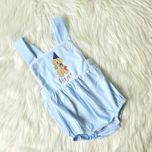 Embroidered Puppy Sunsuit, Monogrammed Dog Birthday Outfit