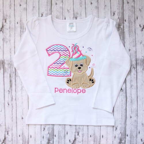Embroidered Puppy Birthday Shirt Girls Puppy Dog Birthday Etsy