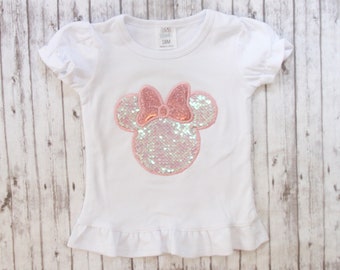 Mermaid Sequin Minnie Ruffle Shirt, Iridescent Minnie Shirt, Iridescent Mermaid Sequin Minnie Shirt