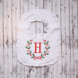Embroidered Christmas Bib, Monogrammed Bib