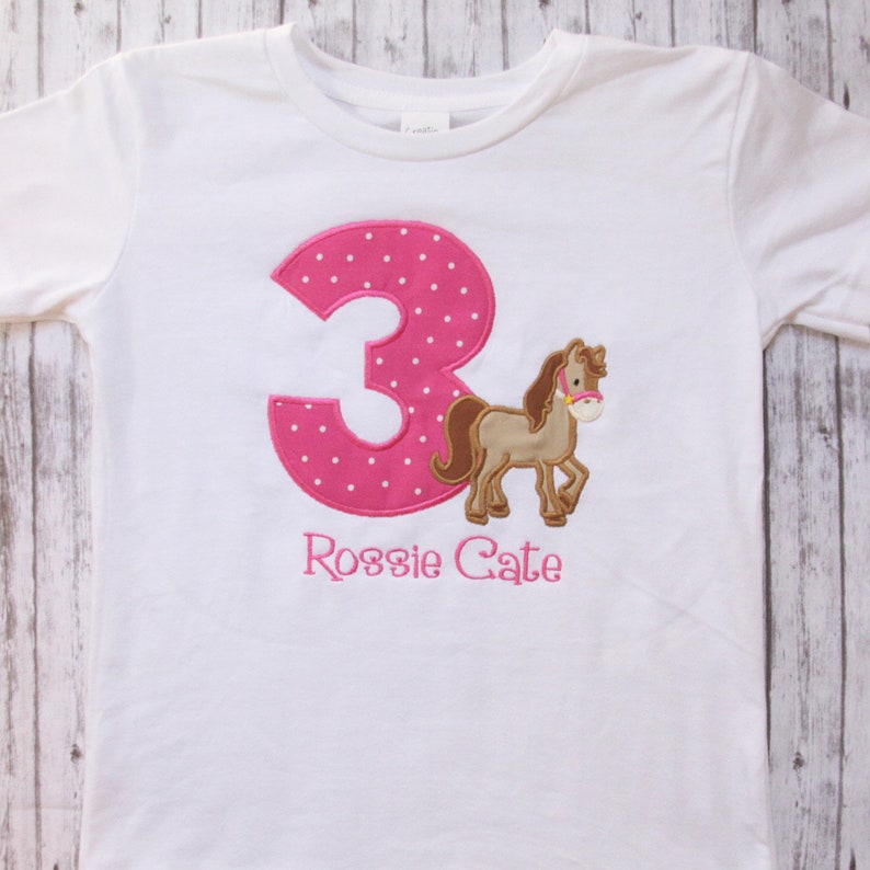 Embroidered Horse Birthday Shirt Girls Birthday Tshirt Etsy