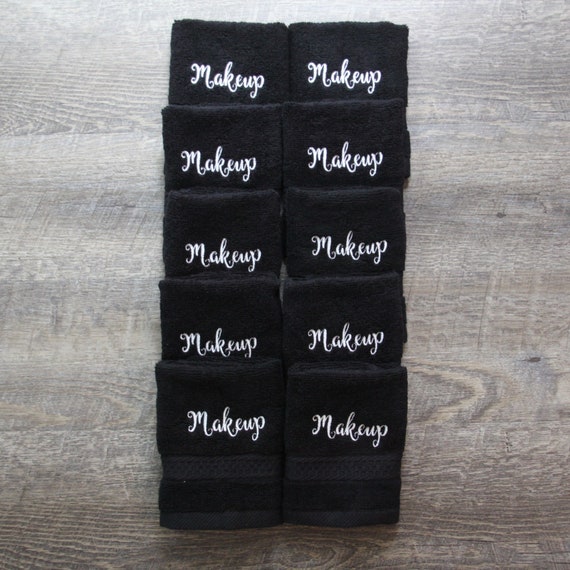 Embroidered Makeup Washcloth, Black Makeup Towel, Embroidered Bath Wash  Cloth, Finger Tip Towel 