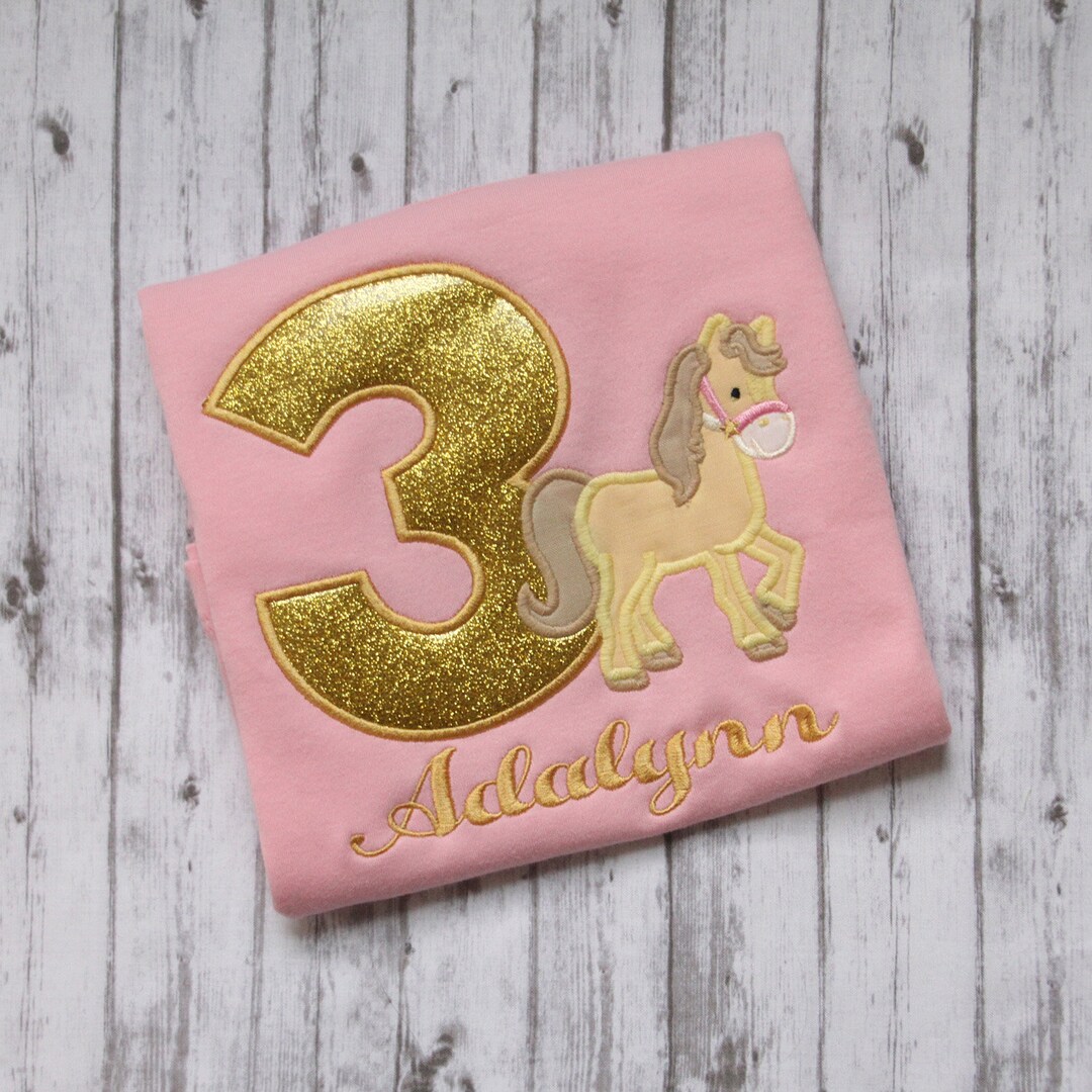 Embroidered Horse Birthday Shirt Girls Birthday Tshirt Etsy