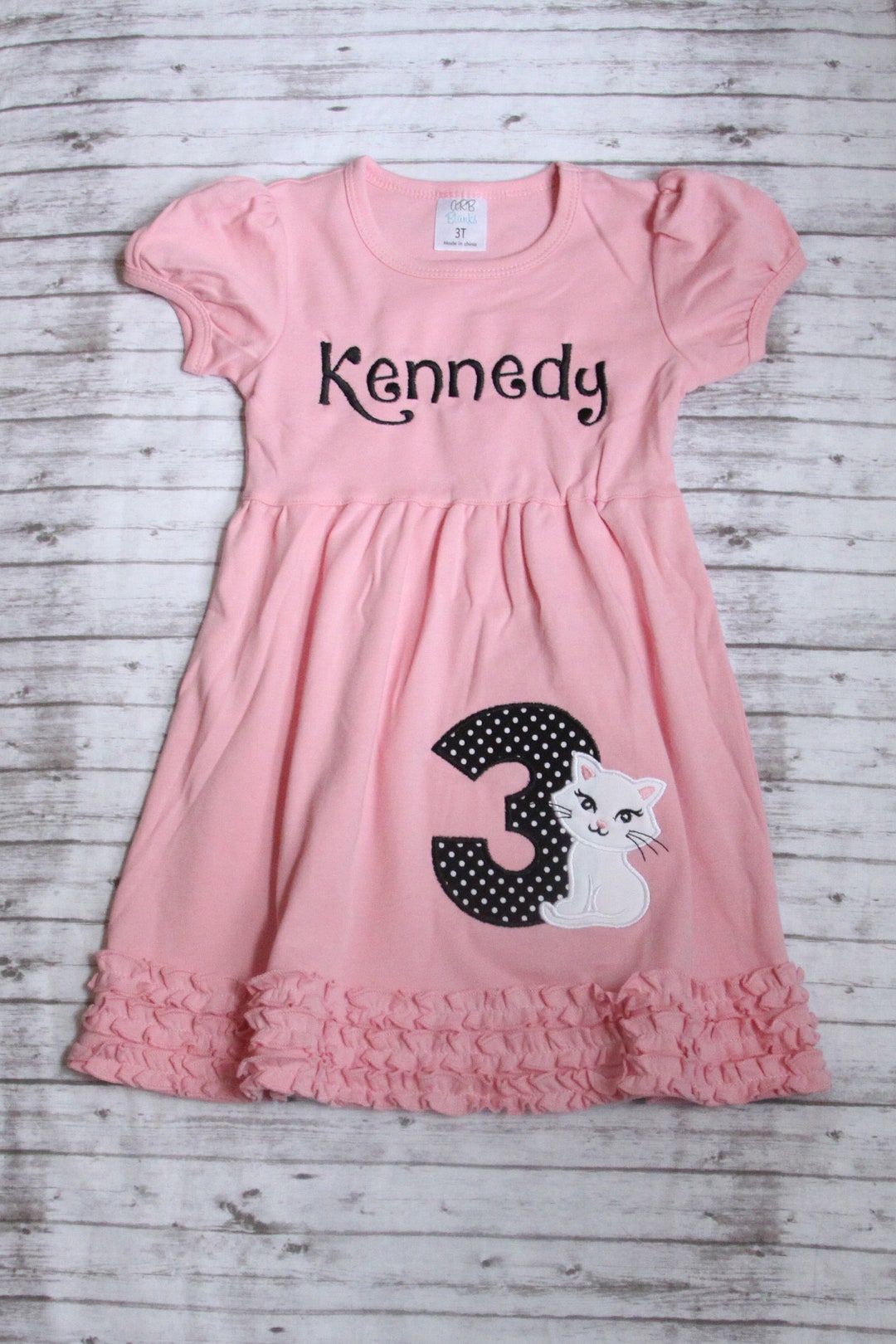 Embroidered Kitten Dress Embroidered Cat Birthday Dress Etsy
