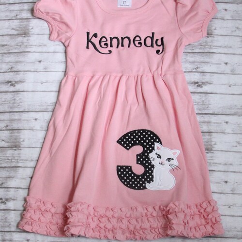 Embroidered Kitten Dress Embroidered Cat Birthday Dress Etsy