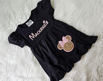 Embroidered Minnie Safari Dress, Monogrammed little girls dress, Personalized Disney dress, Disney Outfit