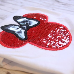 Mermaid Sequin Minnie Shirt, Red Minnie Shirt, Red Mermaid Sequin Minnie Shirt image 2