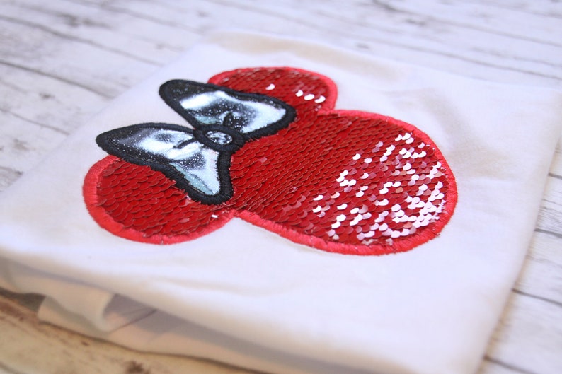Mermaid Sequin Minnie Shirt, Red Minnie Shirt, Red Mermaid Sequin Minnie Shirt image 2