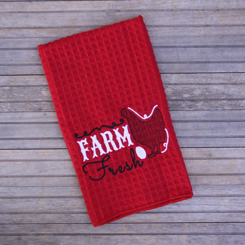 Chicken Kitchen Towel Farm Fresh Eggs Embroidered Kitchen Etsy