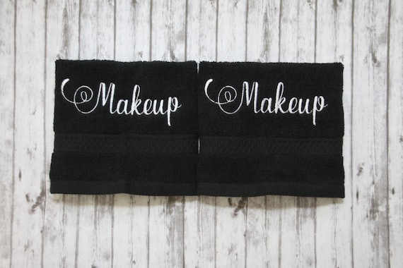 Makeup Washcloth Black Makeup Towel Embroidered Bath Wash Cloth Monogrammed Bath Wash Cloth Embroidred Hand Towel Stocking Stuffer Etsy Ireland