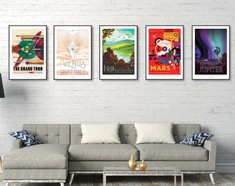 NASA Space Prints, Solar System - Full Set - Grand Tour, Space Art, Travel Poster, Space Prints, Science Gifts, Framed Print, Print, Canvas