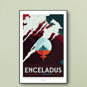 NASA Space Print, Enceladus, Saturn, Large Prints, Space Art, Travel Poster, Space Prints, Science Gifts, Solar System, Framed Print, Canvas