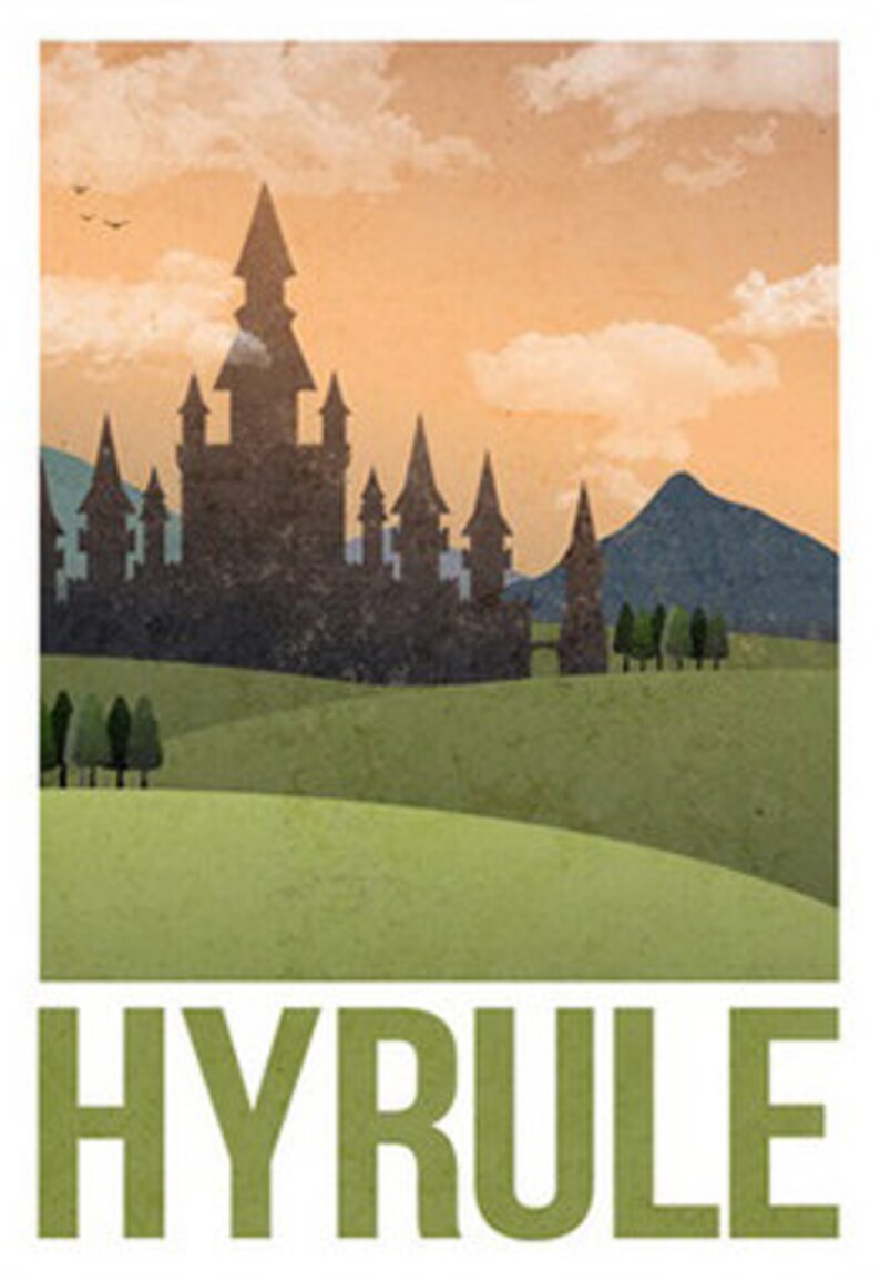 Zelda Hyrule Fictional Travel Print Wall Art. Choose Either | Etsy