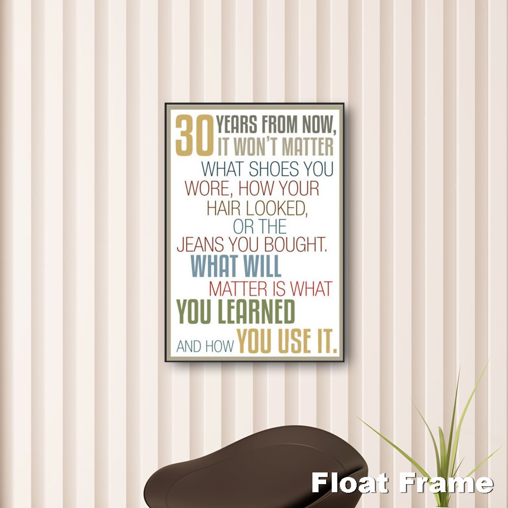 30 Years From Now... Quote Print wall art. Choose either a rolled print or amazing float frame