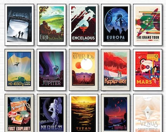 NASA Space Prints, A3, Complete Set, Kepler, Mars print, Space Art, Travel Poster, Space Prints, Science Gifts, Framed Print, Print, Canvas