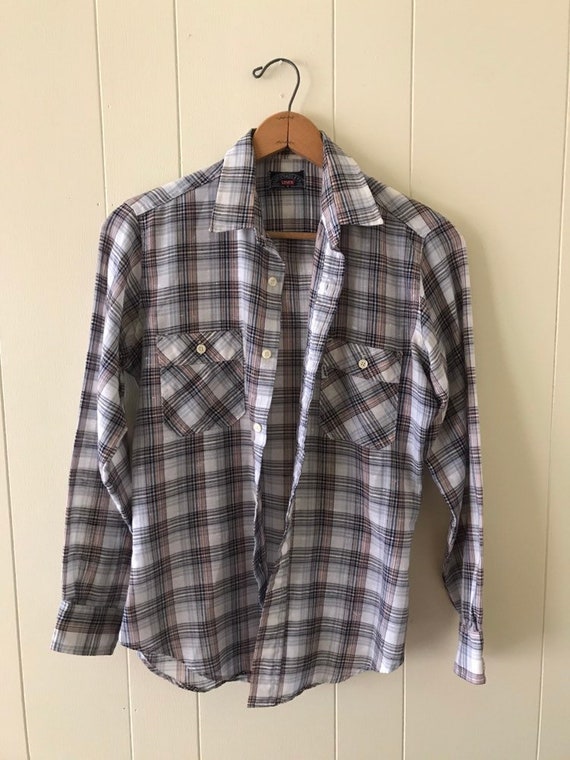 Vtg Levis Plaid Button Up Size Medium