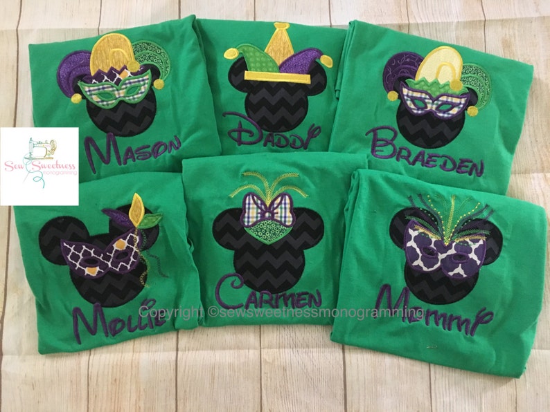 mardi gras mickey embroidery design