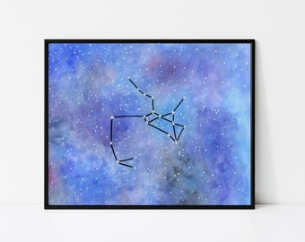 Zodiac Constellation Galaxy Watercolor Painting | Zodiac gifts, Birthday Gift, Anniversary Gift, Valentine's Gift, Painting gift