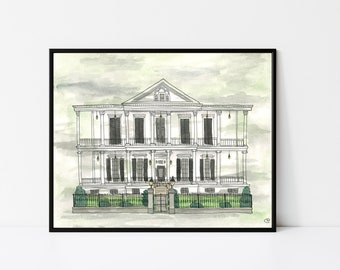 AHS: Coven House Painting Print | American Horror Story, Coven, AHS, New Orleans, Halloween, Watercolor, Apocalypse, Double feature