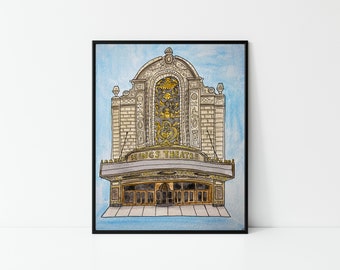 King's Theatre, Brooklyn Print | 8x10, New York City, Brooklyn Watercolor, Historic theater, Theatre, Theater gift, Birthday, Painting