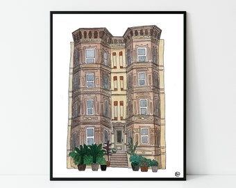 Brooklyn Townhome Print | Brooklyn house painting, Architecture art, New york art, Brooklyn watercolor, Apartment, Gift, poster print