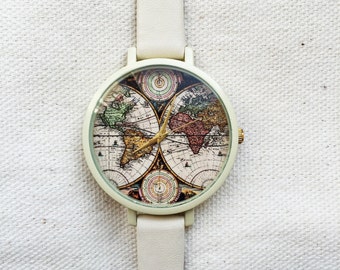 Watches for Women World Map Leather Vintage Style Ladies Jewelry Accessories Spring Fashion 2016 Unique Gifts Cute Personalized Custom