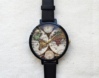 World Map Watch Women Watches Leather Vintage Style Ladies Jewelry Accessories Spring Fashion 2016 Unique Gifts Cute Personalized Custom