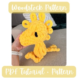 Tutorial completo de tejido a mano inspirado en Snoopy y Peanuts de Woodstock / Descarga digital en PDF (Principiante/Fácil)