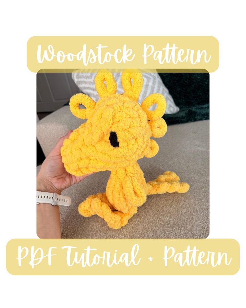 Woodstock Strickmuster, Snoopy Peanuts inspiriert Vogel | Handstrickanleitung / PDF Digitaler Download (Anfänger / Einfach) Bild 1