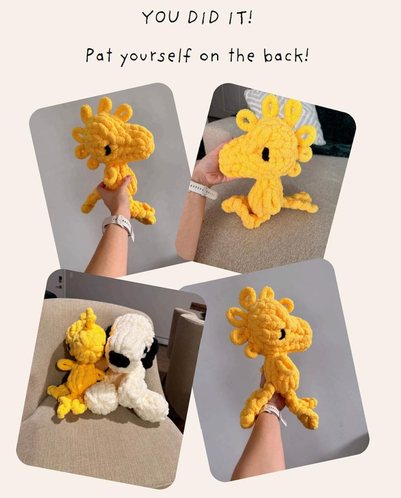 Woodstock Strickmuster, Snoopy Peanuts inspiriert Vogel | Handstrickanleitung / PDF Digitaler Download (Anfänger / Einfach) Bild 4