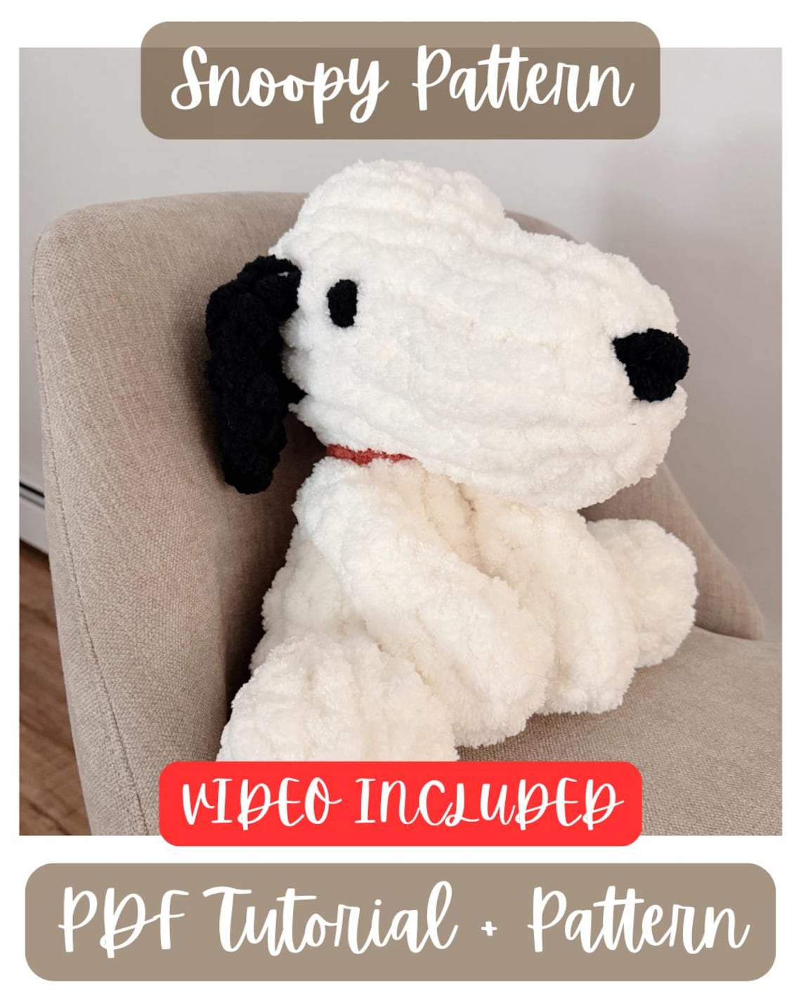 VIDEO BUNDLE Snoopy Hand Knitting Full Tutorial / PDF Digital Download ...