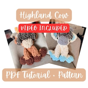 VIDEO BUNDLE Highland Cow Hand Knitting Full Tutorial / PDF Digital Download (Intermediate)