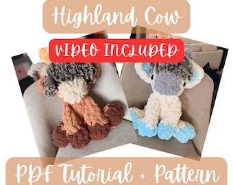 Highland Kuh Video Bundle, Chunky Yarn Plushie Muster | Handstrickanleitung / PDF Digital Download (Fortgeschrittene)