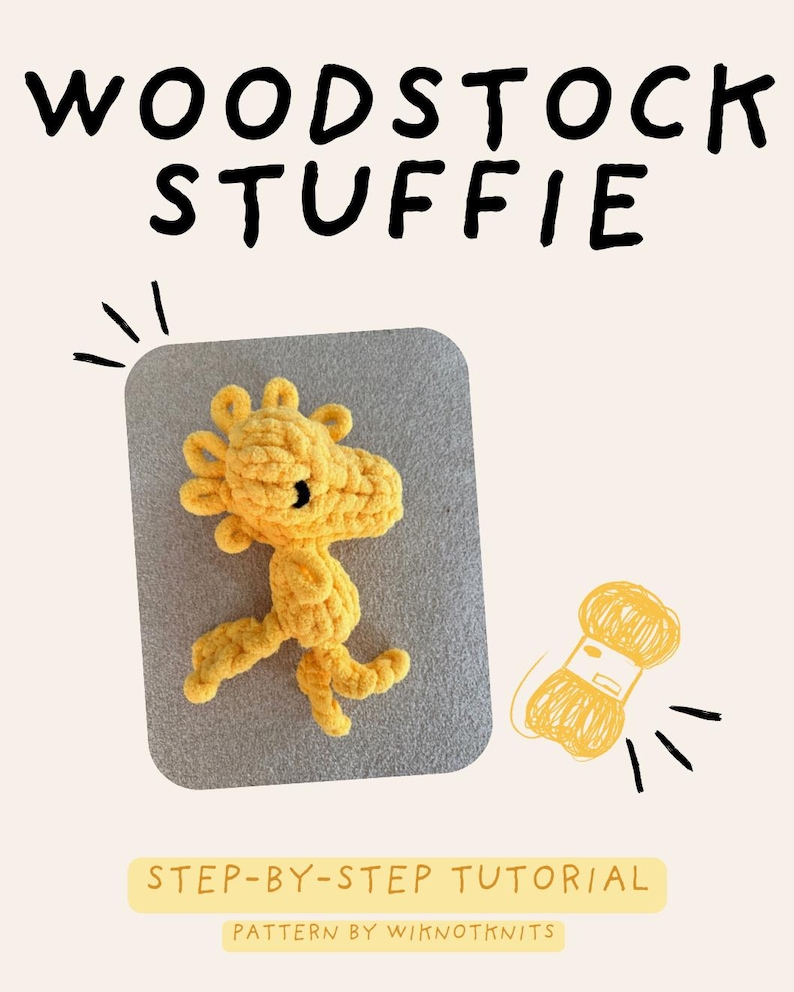 Woodstock Strickmuster, Snoopy Peanuts inspiriert Vogel | Handstrickanleitung / PDF Digitaler Download (Anfänger / Einfach) Bild 2