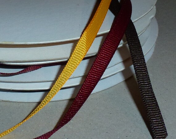Puppy Bows ~ craft supplies golden yellow burgundy dark brown Thanksgiving colors 1/4" grosgrain ribbon