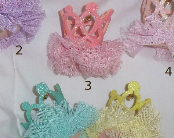 Puppy Bows ~Crown 3D glitter tiara hat pet hair bow for dogs NECK STRAP & clip ~USA seller (fb119)