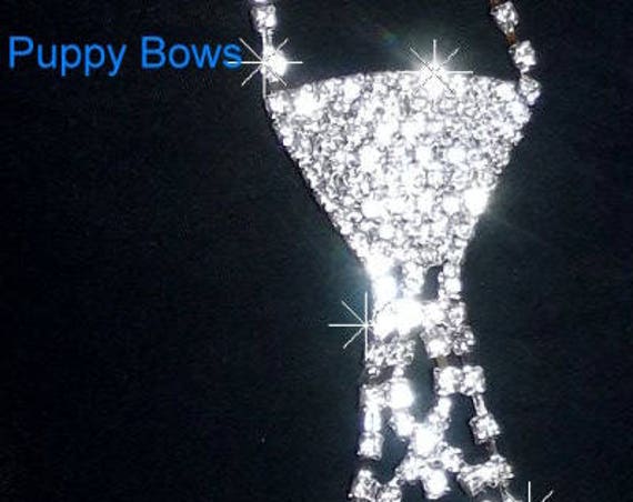 Puppy Bows ~Dog rhinestone necktie pet collar tie fits 9" - 15.5" adjustable