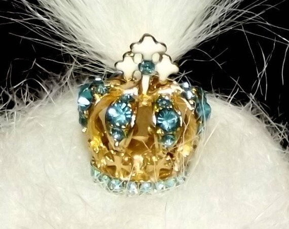 Puppy Bows ~ SUPER TINY blue, pink, white royal crown dog bow pet hair clip barrette