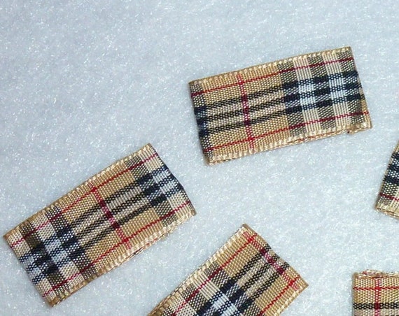 Puppy Bows ~ Pawberry brown plaid dog bone pet hair snap clips 5 burrific bow snaps
