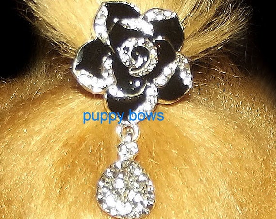 Puppy Bows ~ CLEARANCE SALE 50% OFF Rhinestone crystal 6 petal flower dangle barrette 3 styles!~