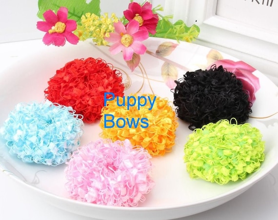 Puppy Bows ~ Girl OR Boy ROLY POLY flowers dog hair pet clip ~Usa seller
